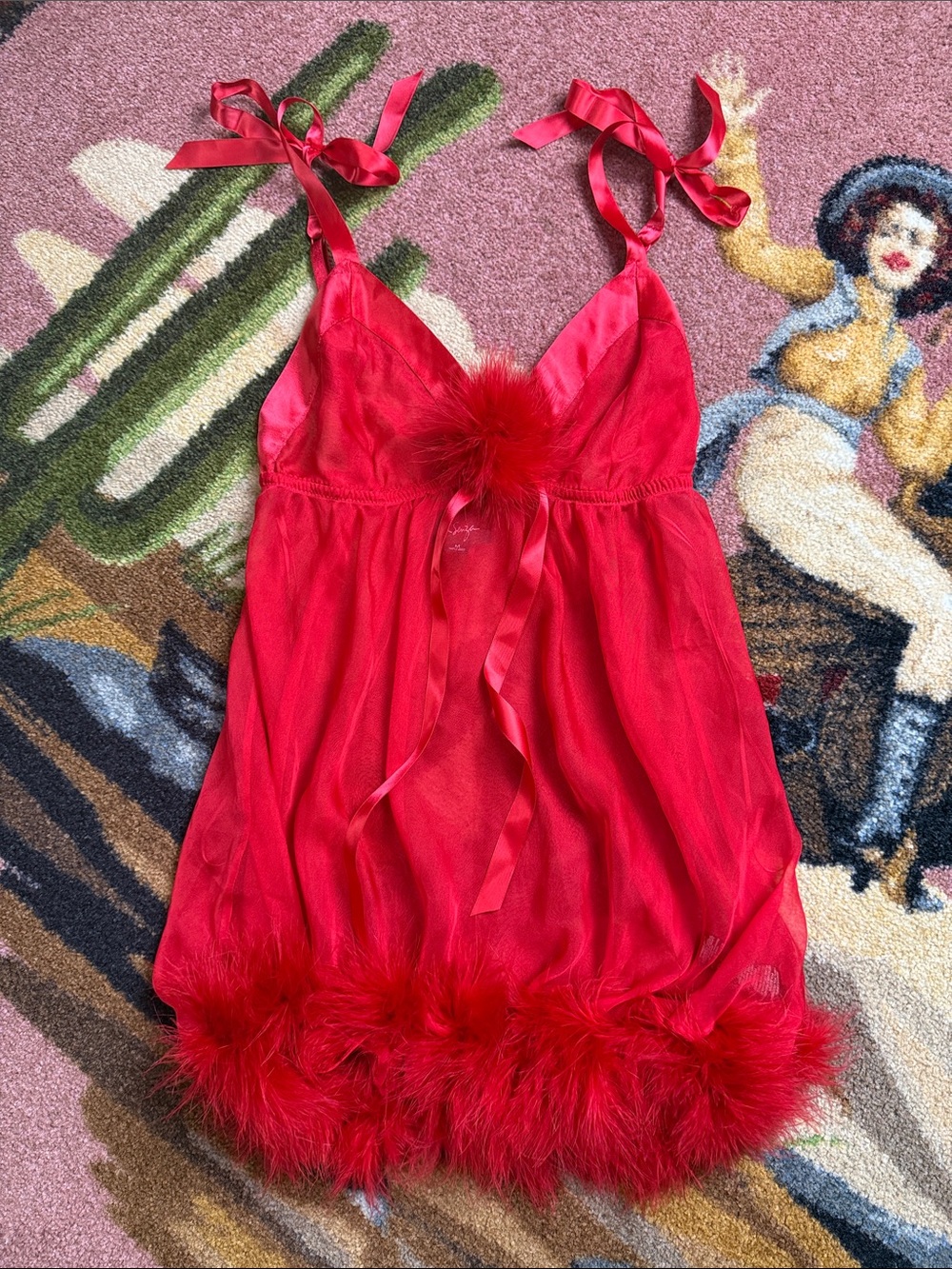 Vintage La Senza Lingerie Dress with Fur